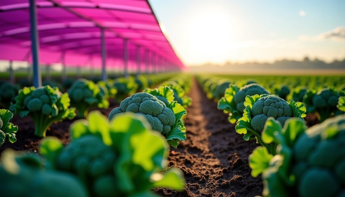 Brocoli sous panneaux solaires magenta : comment gagner en efficacité x4,5 sans perdre la récolte